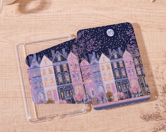 Grillige Pastel Town magnetisch afneembaar 360 Kindle-hoesje, Kindle 2019/2022, Kindle 10 11e hoesje, Paperwhite 2024-hoesje, MagSafe-hoesje, heldere achterkant
