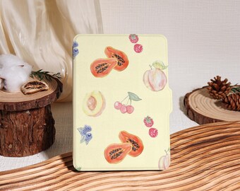 Cute Fruit Pattern Kindle Case with Hand Strap, Kindle 2019/2022, Kindle 10th 11th Case,Kindle Paperwhite 2021 Case With Auto Wake/Sleep