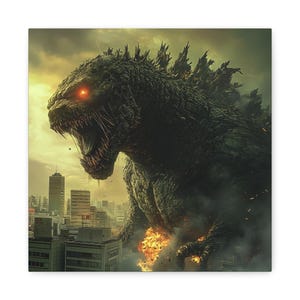 Godzilla Matte Leinwand Wandkunst - Fierce Monster Dekor für Fans