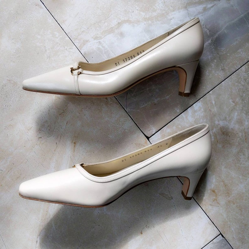 cream low heels