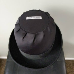 Rare Vintage 1990's Emporio Armani Italy Black Satin Top Wool Hard Bowler Hat image 5