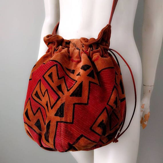 Vintage Carlos Falchi 1980s Suede Handpainted Kil… - image 2