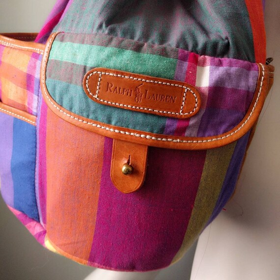 Vintage 1990s Ralph Lauren Cotton Madras Leather Trim  display picture 1