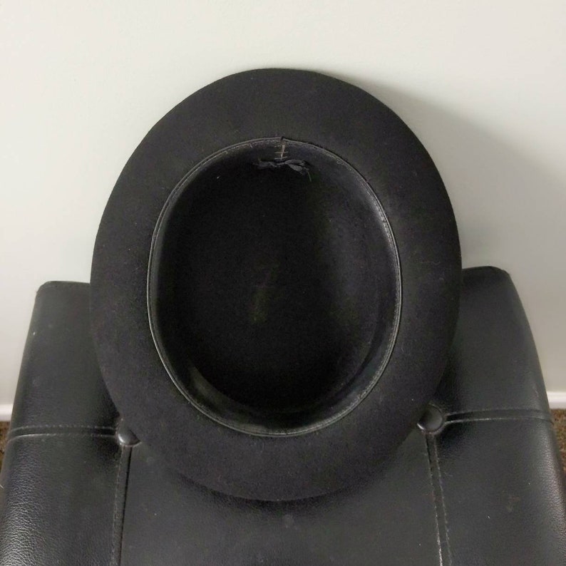 Rare Vintage 1990's Emporio Armani Italy Black Satin Top Wool Hard Bowler Hat image 6