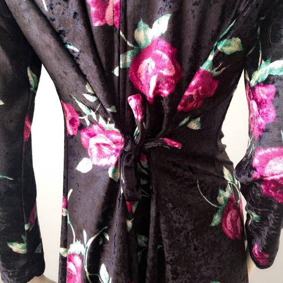 Vintage 1990s Punk Goth Velvet Rose Floral Mini D… - image 7