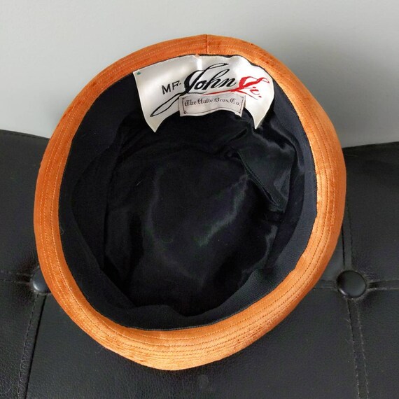 Vtg 1960s Mr. John Jr Halle Brothers Pumpkin Orange Velvet  display picture 3