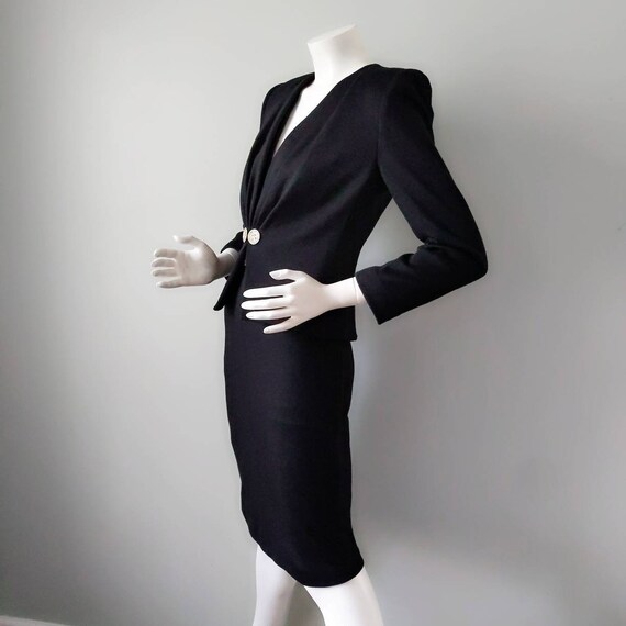 Vintage 1980s 1990s Carolyne Roehm Black Wool Jer… - image 4