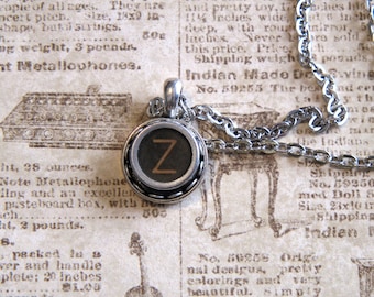 The Letter Z Vintage Typewriter Key Pendant Necklace Jewelry