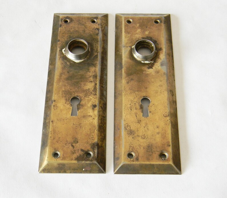Pair Of Vintage Door Knob Plates Skeleton Key Plate Door Etsy