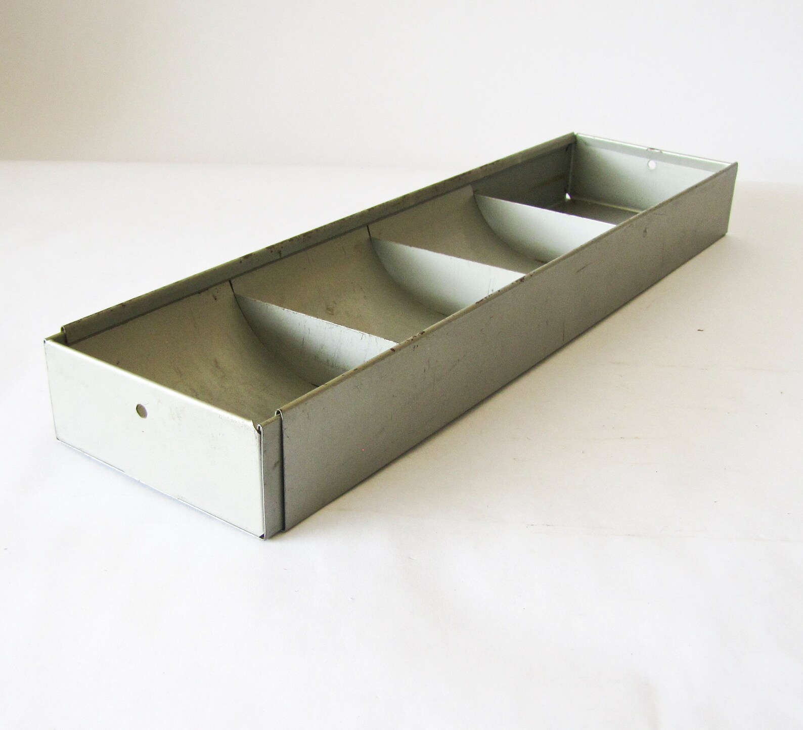 Rustic Gray Metal Divided Desk Drawer Tray Etsy