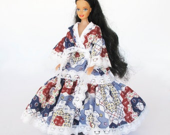 Hand Made Lace Trimmed Barbie Doll Dress