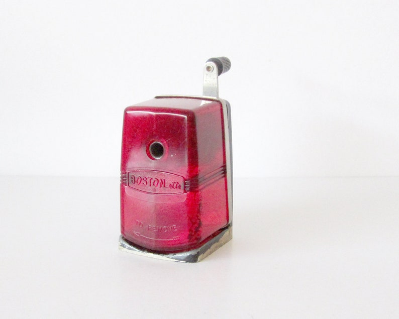 Vintage Red Plastic Pencil Sharpener Etsy