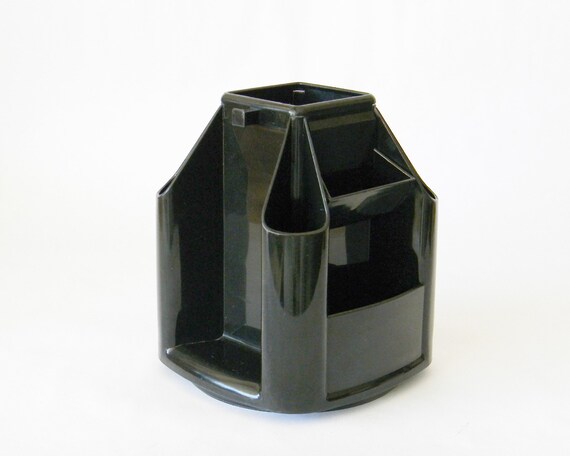 Black Plastic Office Desk Top Gadget Organizer With Lazy Susan Etsy