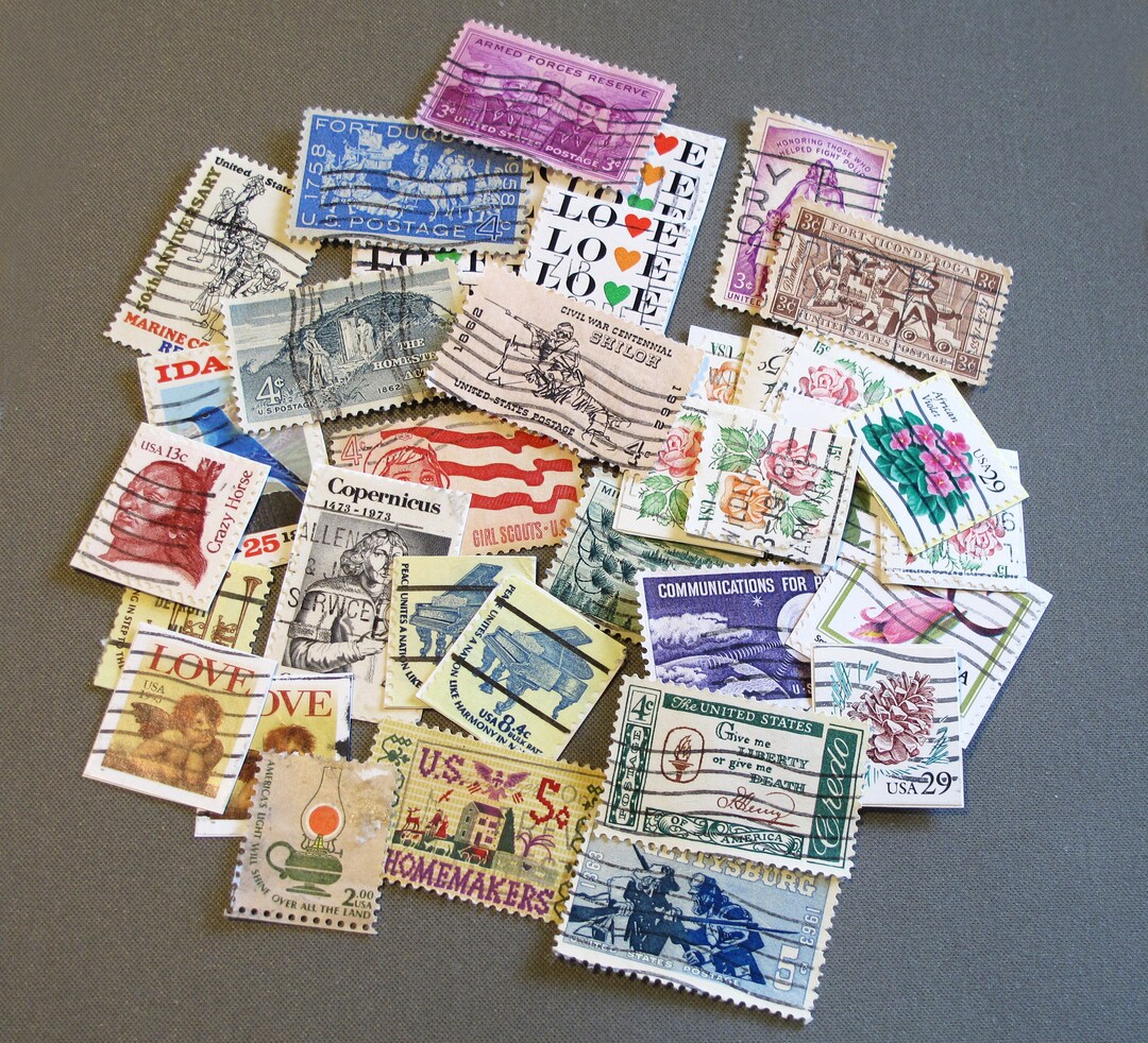 Thirty Six Cancelled US Postage Stamps Etsy