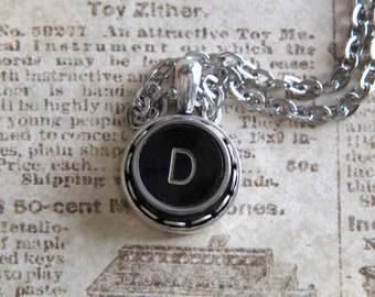 The Letter D Vintage Typewriter Key Pendant Necklace