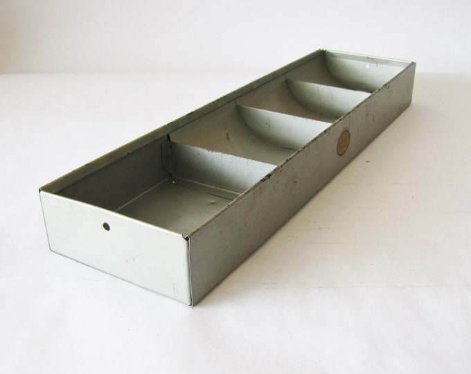 Rustic Gray Metal Divided Desk Drawer Tray Etsy