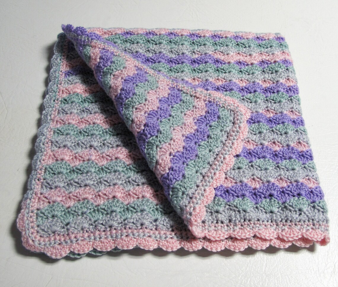 Baby Blanket Crocheted Multicolor Etsy