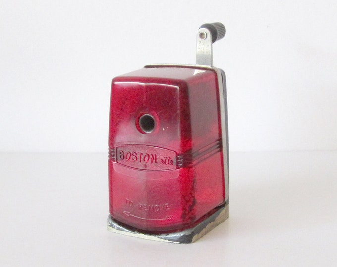 Vintage Red Plastic Pencil Sharpener Etsy