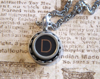 The Letter D Vintage Typewriter Key Necklace Pendant