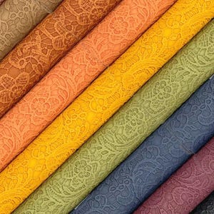 Simulated Embossed Faux Leather Sheets | Vegan Embossed Leather Fabric For Upholstery | Vintage Synthetic Leather Floral