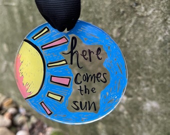 Here Comes the Sun | The Beatles Gift | 3" Window Suncatcher | Muted Pastel Version