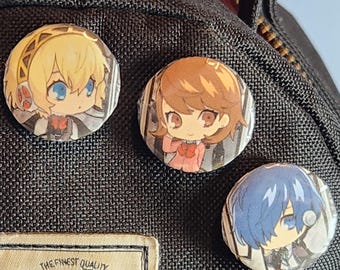 Persona 3 Arcana BG Pins- 25mm/.98in, 37mm/1.45in, 58mm/2.25in