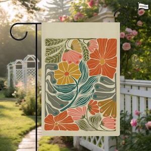 Floral Garden Flag,Boho House Banner,Botanical Yard Decor,Matisse Inspired Flower Aesthetic,Outdoor Hanging Art,Gardener Gift,Home Decor