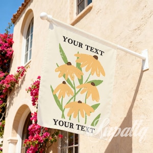 Drapeau de jardin personnalisé 18 motifs, enseigne de jardin personnalisée, cadeau de pendaison de crémaillère, décoration extérieure, pour les amateurs de jardin ou pour une nouvelle maison, texte et style au choix