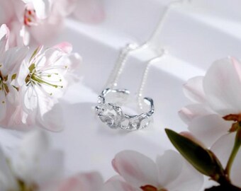 Organic Melt Ear Cuff with Chain Tassel, Sterling Silver 18K Gold Plated Ear Wrap, No Piercing Clip-On, Minimalist Jewelry, Gift for her