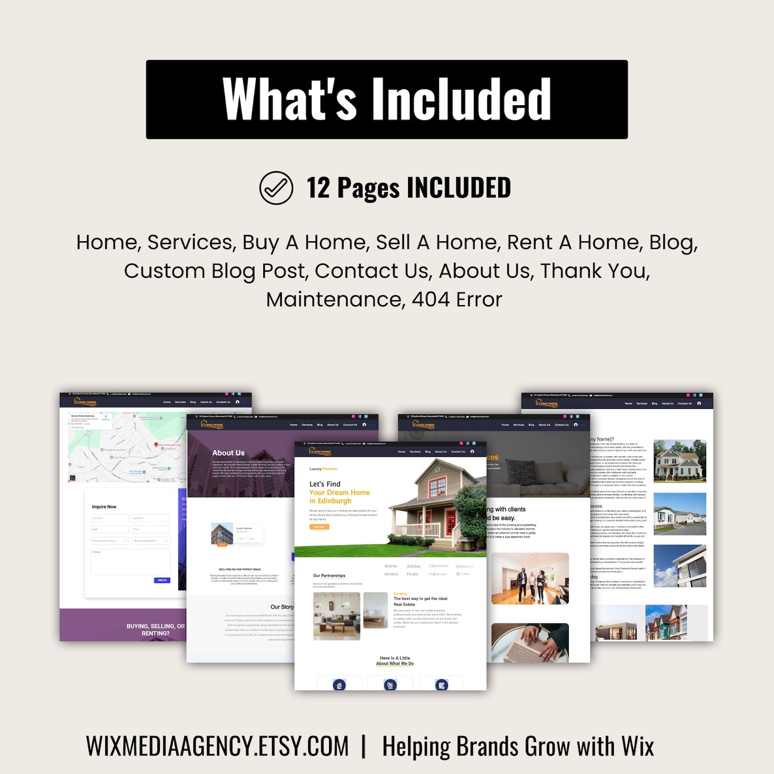 Minimalist Real Estate WIX Template Agent Website Design Etsy