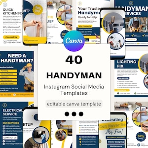 Handyman Social Media Templates – Canva Posts for Contractors (Digital Download)