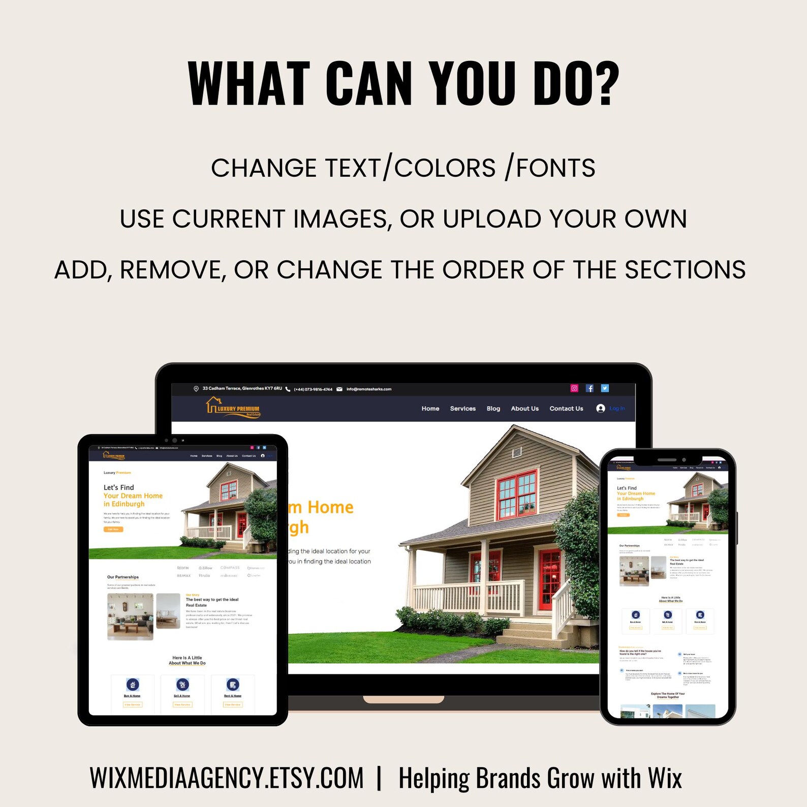 Minimalist Real Estate WIX Template Agent Website Design Etsy