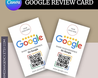 Google Review Card – Editable QR Code Feedback & Rating Sign (Canva Template Digital Download 50x85mm)