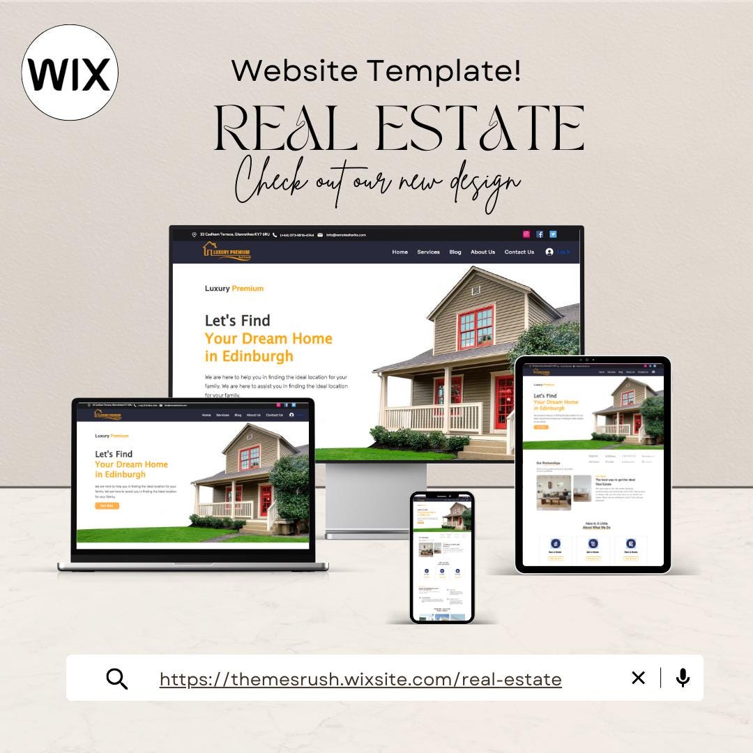 Minimalist Real Estate WIX Template Agent Website Design Etsy