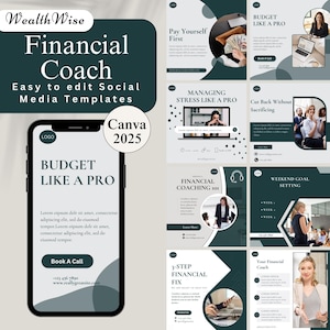 Financial Coach Templates, Financial Social Media Posts, Financial Instagram Posts, Financial Coach Branding, Canva Design, Financial Coach