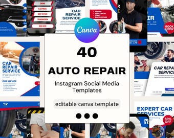 Auto Repair Social Media Templates – Canva Mechanic Instagram Posts (Digital Download)