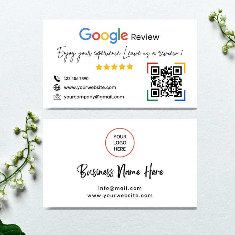 Google Review Card – Editable QR Code Feedback & Rating Sign (canva ...