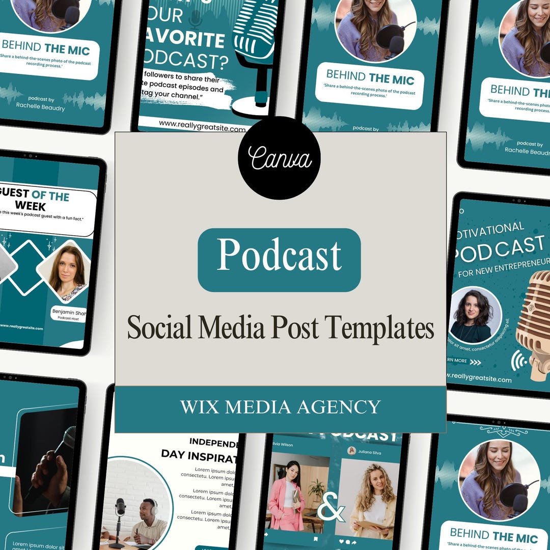 Podcast Social Media Templates: Canva Design for Podcasters (PDF ...