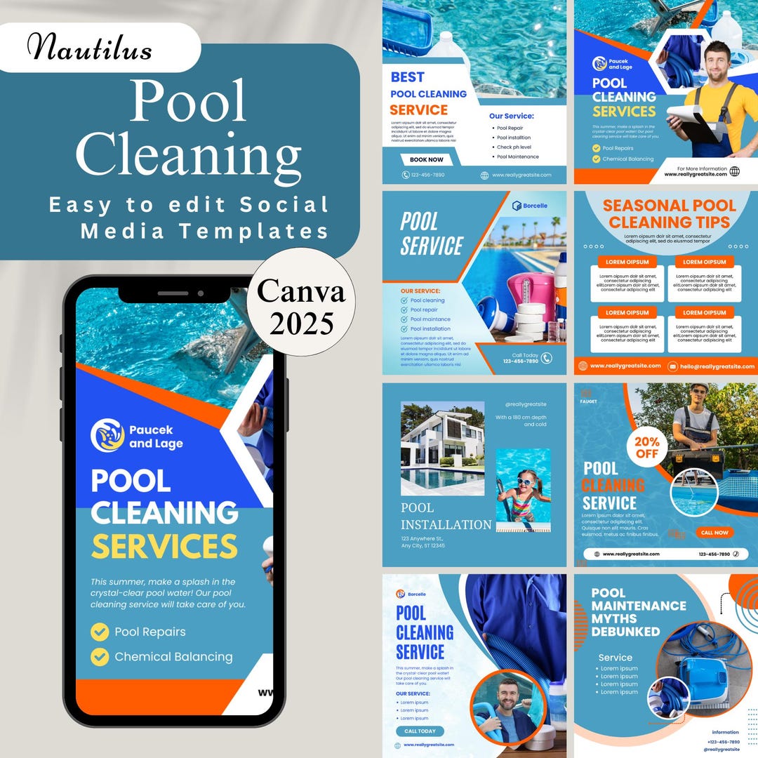 Pool Cleaning Templates, Pool Service Social Media Posts, Pool ...