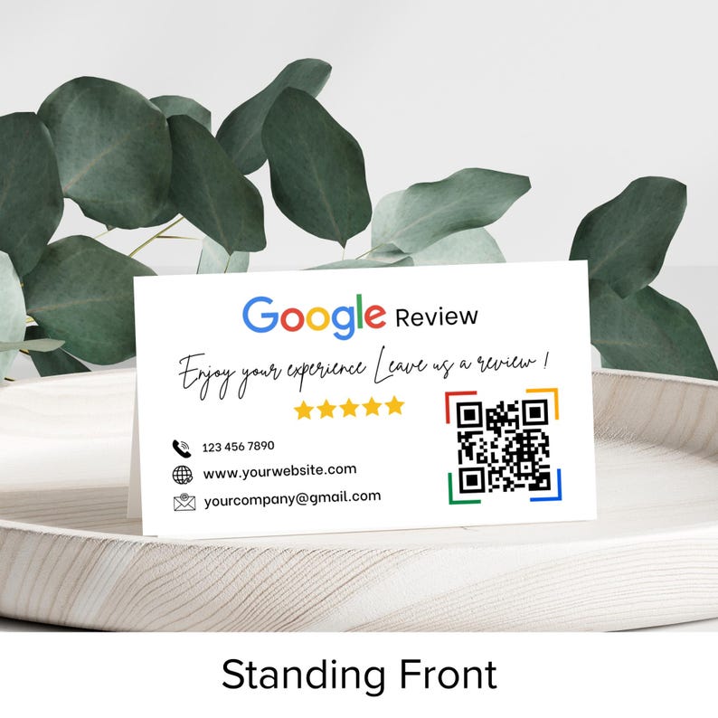 Google Review Card – Editable QR Code Feedback & Rating Sign (canva ...