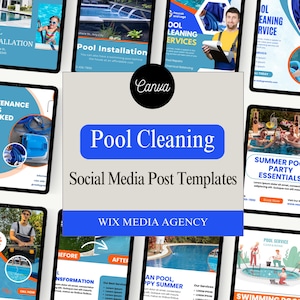 Pool Cleaning Templates, Pool Service Social Media Posts, Pool Maintenance Instagram Templates, Pool Business Branding, Canva Design