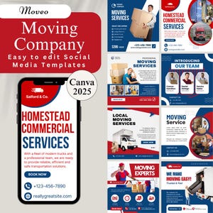 Moving Company Templates, Mover Social Media Posts, Moving Company Instagram Templates, Mover Branding, Canva Design, Moving Company