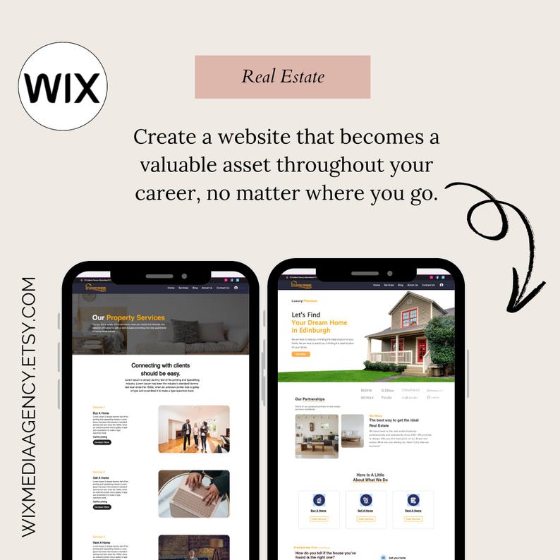 Minimalist Real Estate WIX Template Agent Website Design Etsy