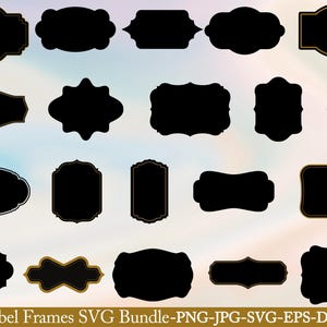 FRAMES SVG Label Frame CRICUT Vintage Label Clipart Wedding Card Svg Files Borders Silhouette Retro Sticker Digital Svg Png Dxf Eps Jpg
