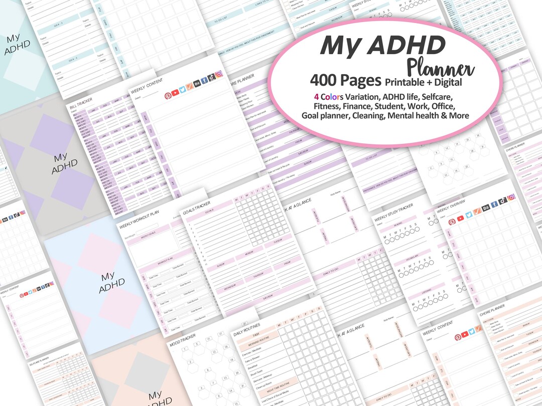 ADHD Planner 2026 | Daily & Weekly Focus, Self-care (editable PDF) - Etsy