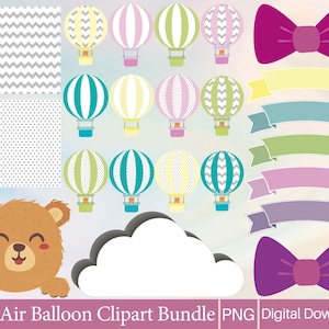 Hot air balloon clipart bear,Hot air balloon clipart,Teddy Bear and Blue Balloon Clipart Bundle,Baby Shower For A Boy Clipart,Teddy Bear Png