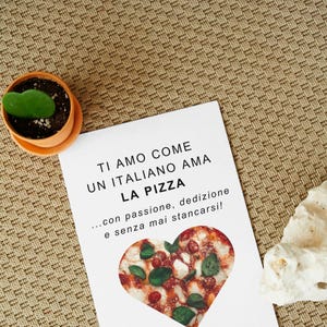 Greeting card I LOVE YOU like an Italian loves pizza