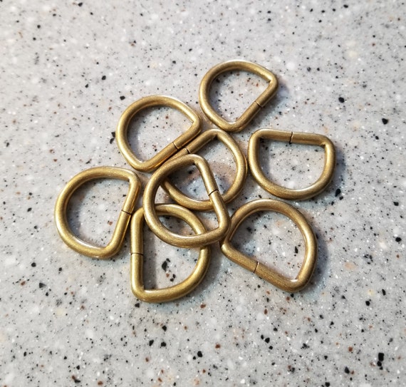 One Inch Brass D-Rings: Purse & Pet Hardware, Set of 8