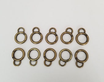 Fermoirs ressort double joint torique en laiton antique : sac à main et accessoires pour animaux de compagnie, 10 pièces