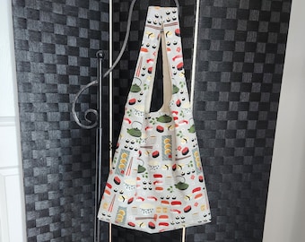 Sushi Print Reusable Grocery Bag: Large Lined Market Tote